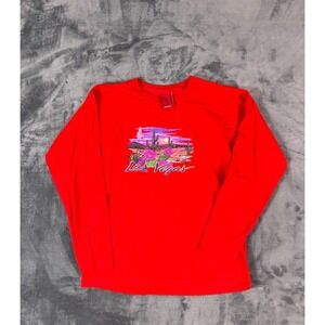Vintage JNCO Jeans Las Vegas Desert Graphic Long Sleeve Tee Red Mens S‎ Youth XL